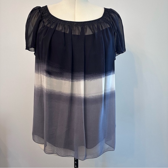 Studio M sheer top w/camisole. Womens Plus Size 1X. Grey/black/white. - Picture 1 of 10
